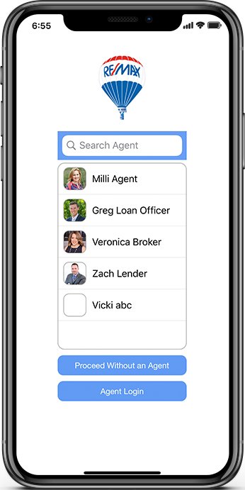 Select Agent screen - you can search if many agents by start typing the first name or scroll up or down