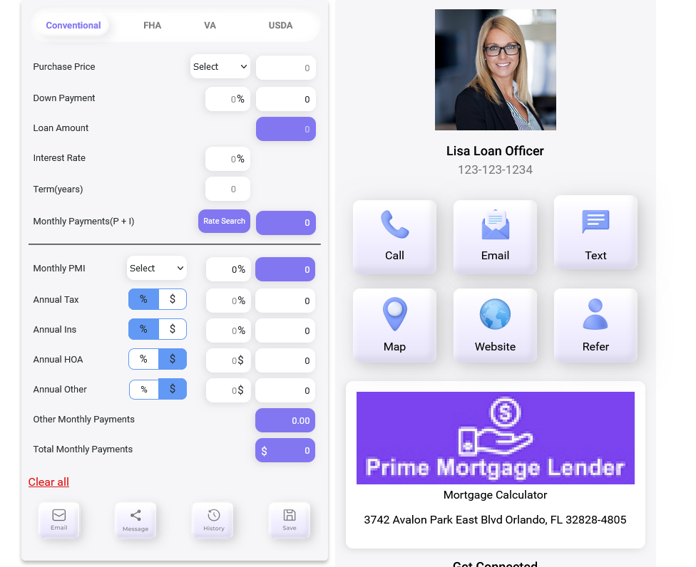 WebCalculator Web Calculator FREE Realtor Branded Loan Officer Branded