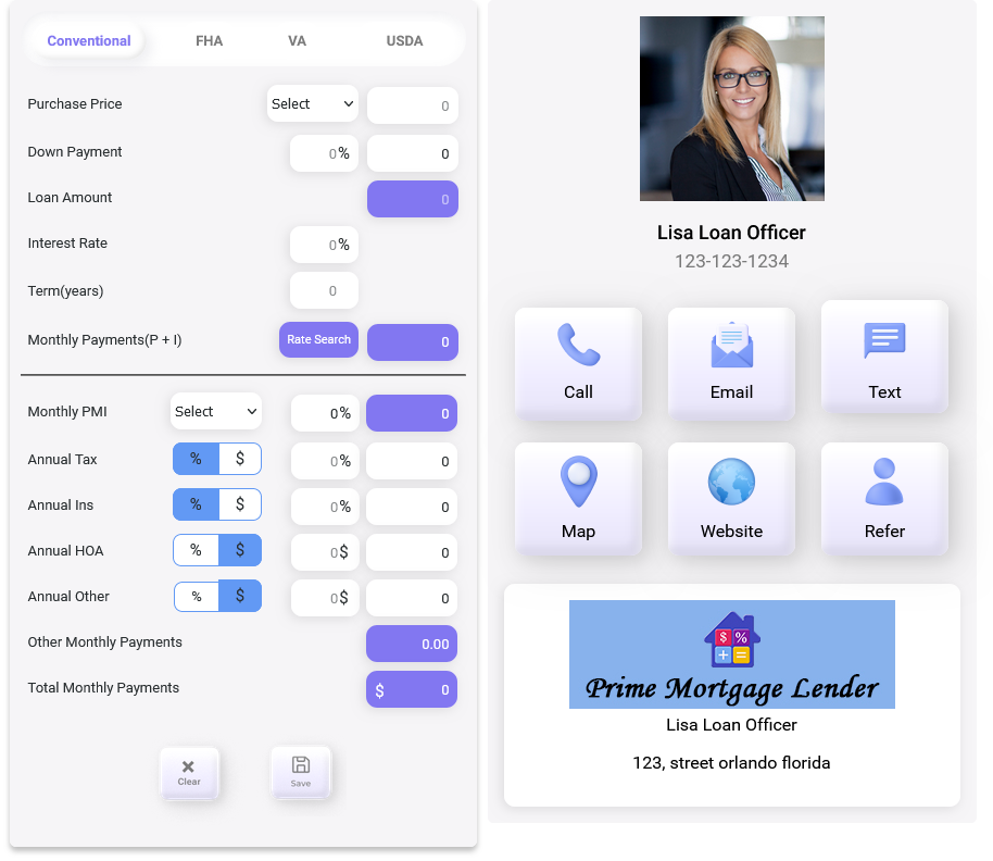 Website Mortgage Loan Calculator - FREE for your website or on our site